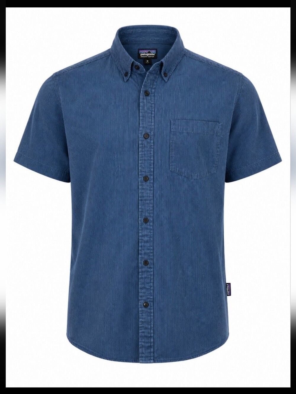 Patagonia Organic Cotton Button Front Shirt Men's M Navy Blue Pinstripe